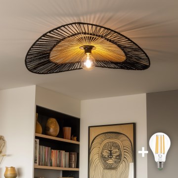 Brilagi - LED nadgradni luster CERIA BOHO 1xE27/40W/230V Ø 80 cm crna/smeđa
