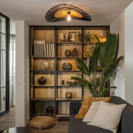 Brilagi - LED nadgradni luster CERIA BOHO 1xE27/40W/230V Ø 80 cm crna/smeđa