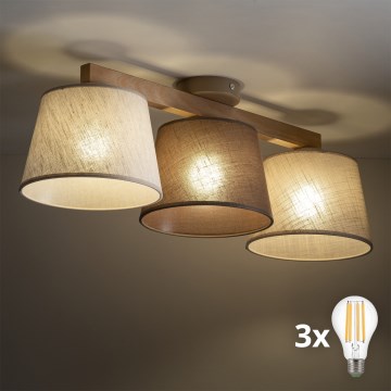 BRILAGI - LED Nadgradni luster LATTE 3xE27/15W/230V borovina/mix