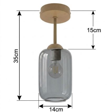 BRILAGI - LED plafonski luster RETRO GLASS 1xE27/60W/230V Ø 14 cm bež/dimna siva