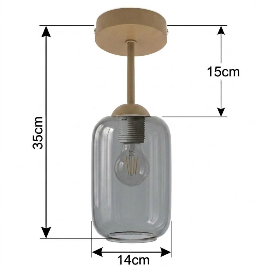 BRILAGI - LED plafonski luster RETRO GLASS 1xE27/60W/230V Ø 14 cm bež/dimna siva