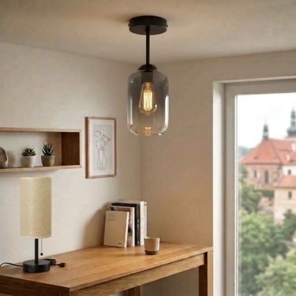 BRILAGI - LED stropni luster RETRO GLASS 1xE27/60W/230V Ø 14 cm crna/dimna siva