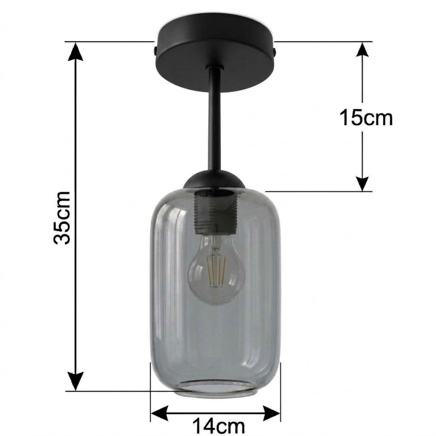 BRILAGI - LED stropni luster RETRO GLASS 1xE27/60W/230V Ø 14 cm crna/dimna siva