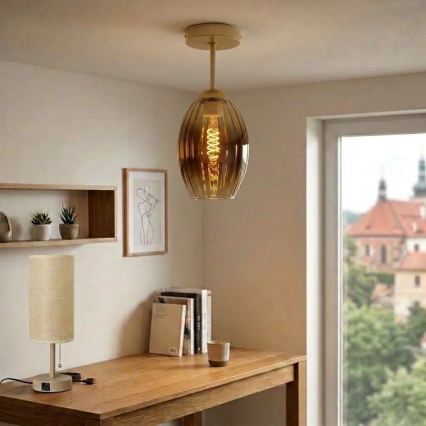 BRILAGI - LED Stropni luster RETRO GLASS 1xE27/60W/230V Ø 17 cm bež/zadimljeno-bež