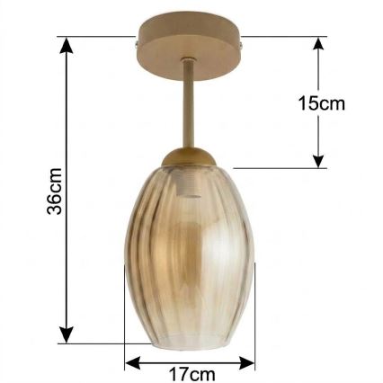 BRILAGI - LED Stropni luster RETRO GLASS 1xE27/60W/230V Ø 17 cm bež/zadimljeno-bež