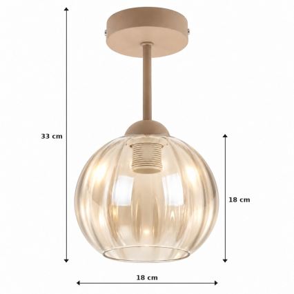 BRILAGI - LED nadgradna stropna svjetiljka RETRO GLASS 1xE27/60W/230V Ø 18 cm bež/zadimljeno bež