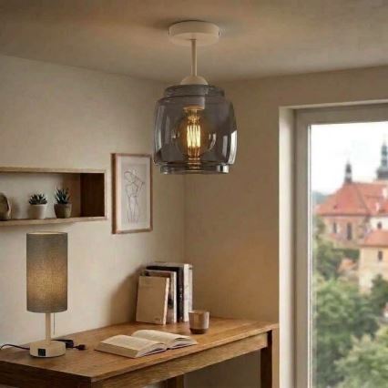 BRILAGI - LED površinski stropni luster RETRO GLASS 1xE27/60W/230V Ø 26 cm bež/dimno siva