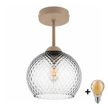 BRILAGI - LED Nadgradni luster RETRO GLASS 1xE27/60W/230V pr. 18 cm bež/zadimljeno siva