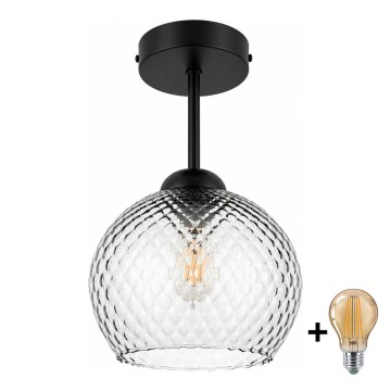 BRILAGI - LED nadgradni luster RETRO GLASS 1xE27/60W/230V Ø 18 cm crna/zadimljeno siva