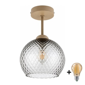 BRILAGI - LED Nadgradni luster RETRO GLASS 1xE27/60W/230V Ø 25 cm bež/dimno siva