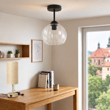 BRILAGI - LED nadgradni luster RETRO GLASS 1xE27/60W/230V Ø 25 cm crna/prozirna