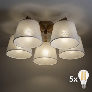 BRILAGI - LED Nadgradni stropni luster LATTE SABIA 5xE27/15W/230V borovina/bijela