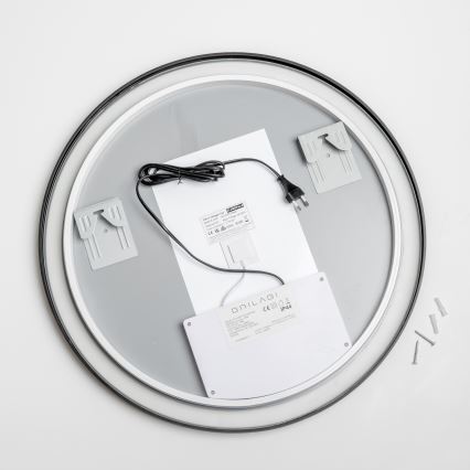 Brilagi - LED kupaonsko ogledalo s mogućnošću prigušivanja, s grijačem i pozadinskim osvjetljenjem ALU PRO LED/18W/230V Ø 60 cm 3000/4000/6500K IP44 crno CRI 90