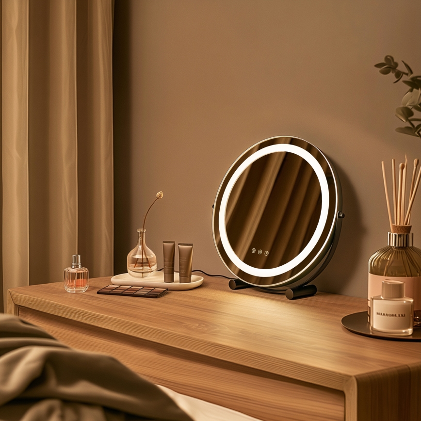 BRILAGI - LED prigušivo ogledalo za šminku CALIFORNIA LED/17W/230V 3000/4000/6500K pr. 42 cm crna