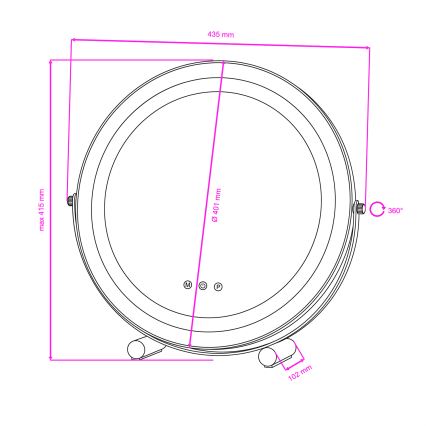 BRILAGI - LED prigušivo ogledalo za šminku CALIFORNIA LED/17W/230V 3000/4000/6500K pr. 42 cm crna