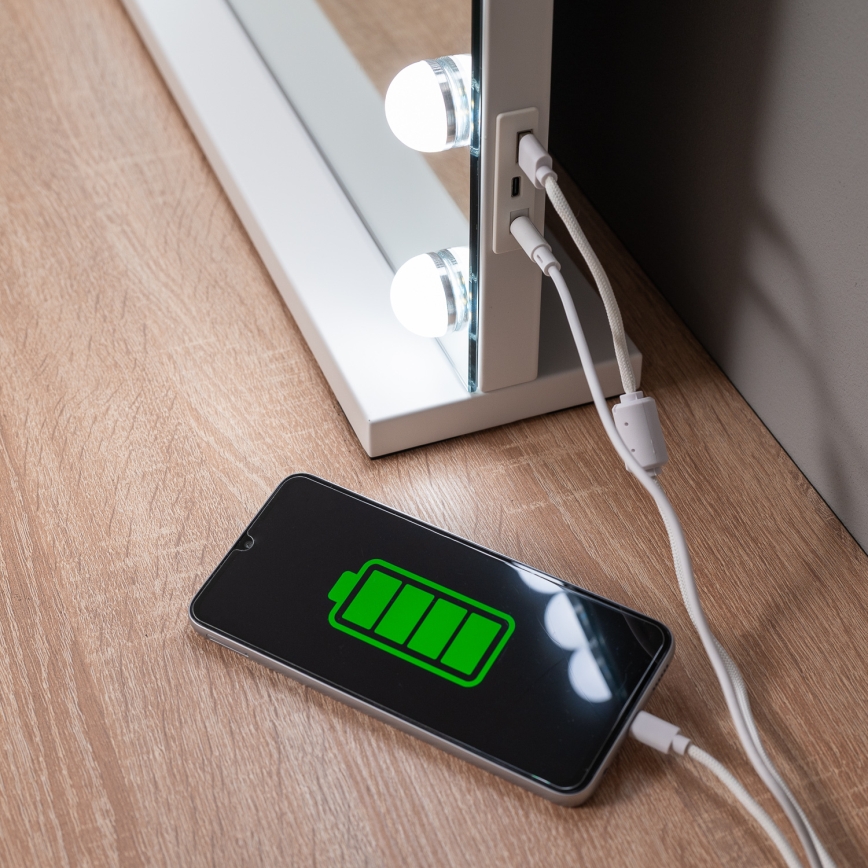 BRILAGI - LED Prigušivo make-up ogledalo HOLLYWOOD LED/15W/230V CCT + 2x USB 55x77 cm bijela