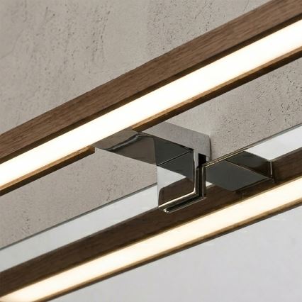 Brilagi - LED kupaonsko osvjetljenje za ogledalo WOODY MIRROR 3u1 LED/12W/230V 60 cm IP44 sjajni krom/hrast-orah