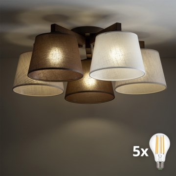 BRILAGI - LED plafonski luster LATTE 5xE27/15W/230V borovina/mix