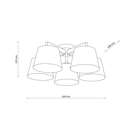 BRILAGI - LED plafonski luster LATTE 5xE27/15W/230V borovina/mix