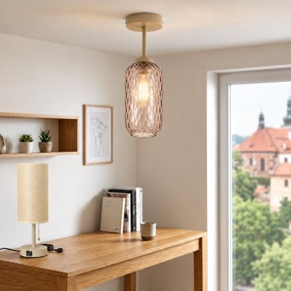BRILAGI - LED prislonjeni stropni luster RETRO GLASS 1xE27/60W/230V Ø 14 cm bež/dimljeno-smeđa