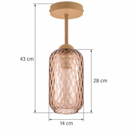 BRILAGI - LED prislonjeni stropni luster RETRO GLASS 1xE27/60W/230V Ø 14 cm bež/dimljeno-smeđa