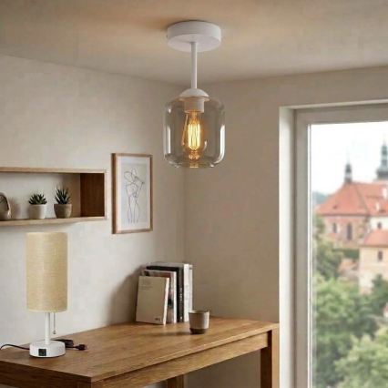 BRILAGI - LED nadometni luster RETRO GLASS 1xE27/60W/230V Ø 14 cm bijela/dimno-siva