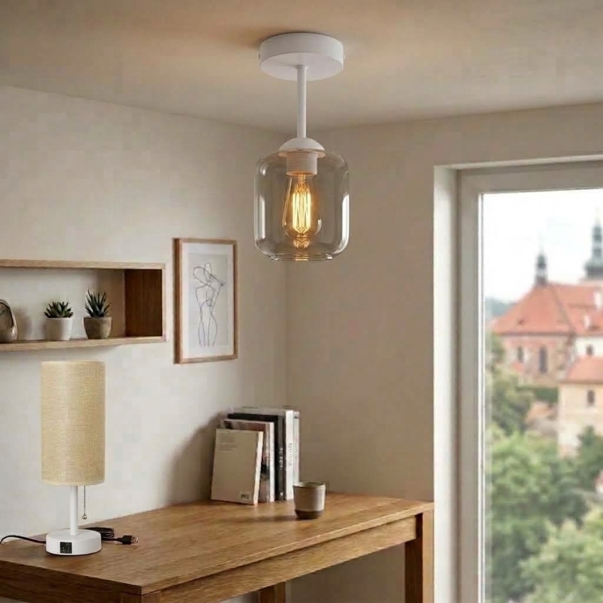 BRILAGI - LED nadometni luster RETRO GLASS 1xE27/60W/230V Ø 14 cm bijela/dimno-siva
