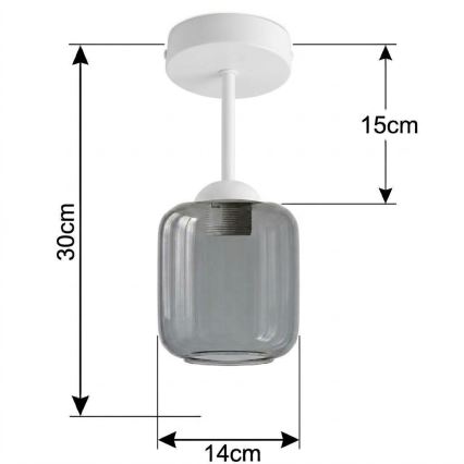 BRILAGI - LED nadometni luster RETRO GLASS 1xE27/60W/230V Ø 14 cm bijela/dimno-siva