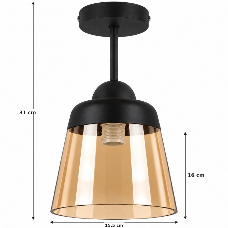 BRILAGI - LED stropni luster RETRO GLASS 1xE27/60W/230V Ø 15,5 cm crna/dimno-bež