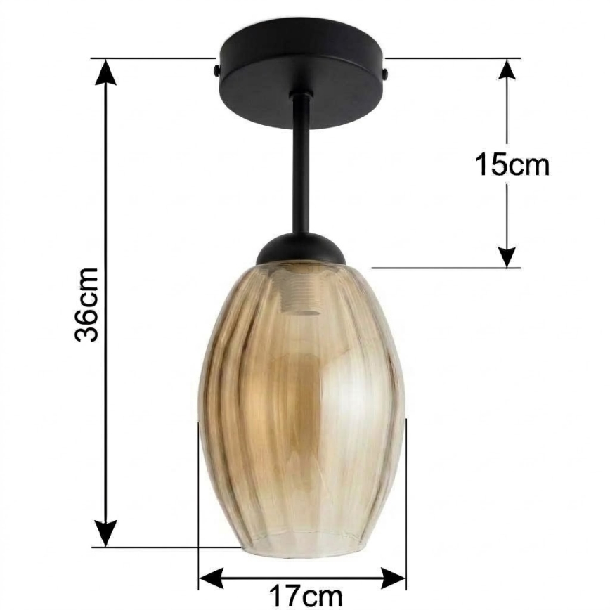BRILAGI - LED prislonjena stropna svjetiljka RETRO GLASS 1xE27/60W/230V Ø 17 cm crna/dimno bež
