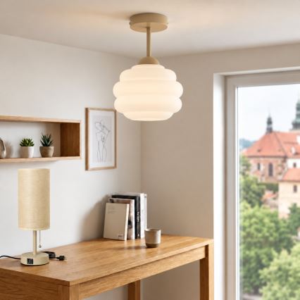 BRILAGI - LED plafonski luster RETRO GLASS 1xE27/60W/230V promjer 20 cm bež/bijela