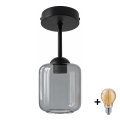 BRILAGI - LED plafonski luster RETRO GLASS 1xE27/60W/230V Ø 14 cm crna/dimno-siva