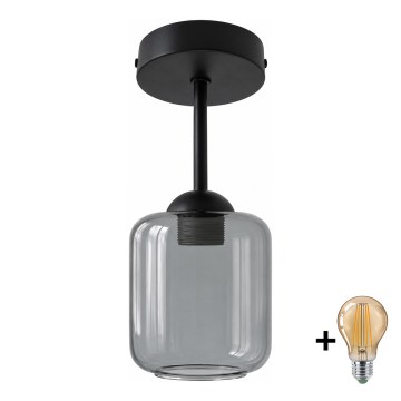 BRILAGI - LED plafonski luster RETRO GLASS 1xE27/60W/230V Ø 14 cm crna/dimno-siva