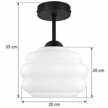 BRILAGI - LED Plafonski luster RETRO GLASS 1xE27/60W/230V Ø 20 cm crna/bijela