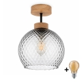 BRILAGI - LED plafonski luster RETRO GLASS 1xE27/60W/230V Ø 25 cm hrast/dimno siva