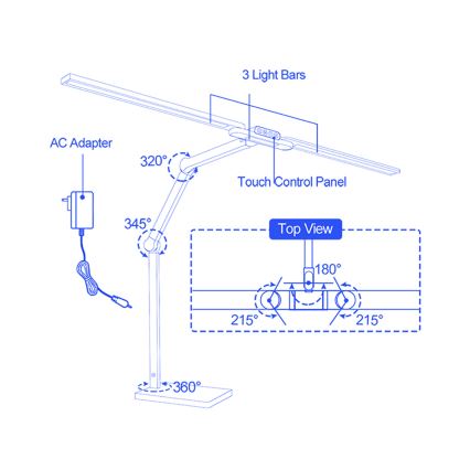 Brilagi - LED stolna lampa VARIO, s mogućnošću prigušivanja i dodirnim upravljanjem, LED/24W/230V 3000-6500K CRI 92 crna