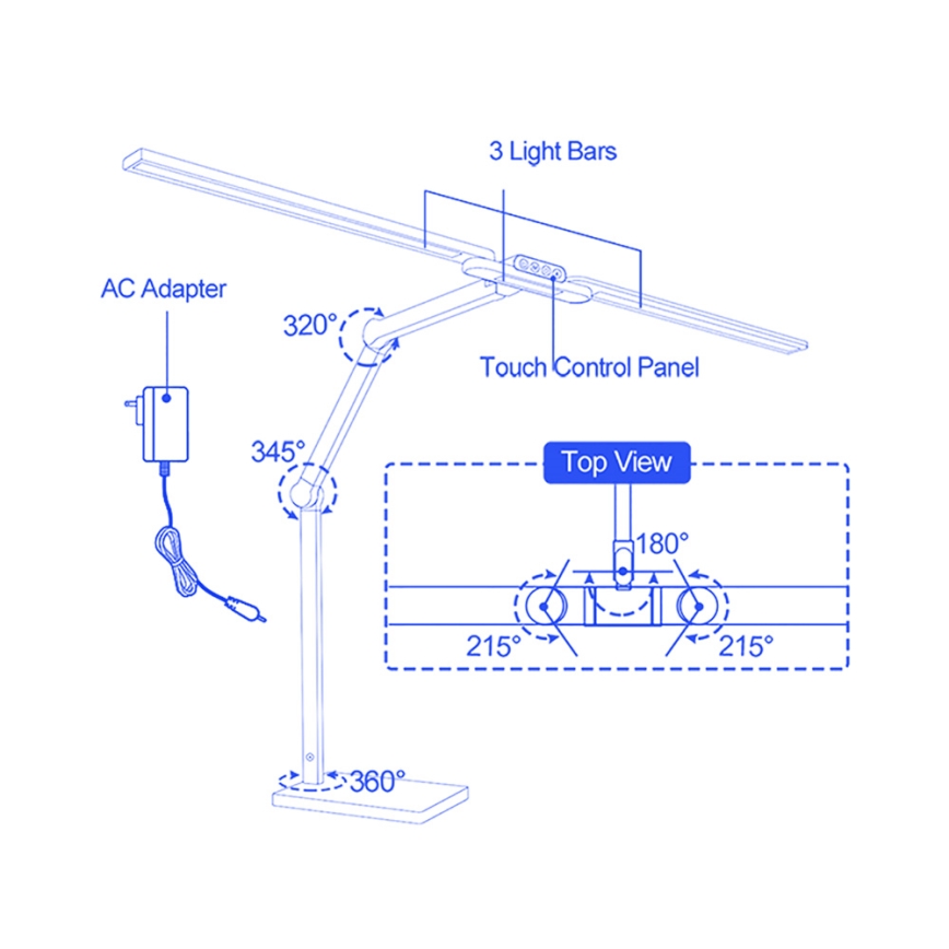 Brilagi - LED stolna lampa VARIO, s mogućnošću prigušivanja i dodirnim upravljanjem, LED/24W/230V 3000-6500K CRI 92 crna