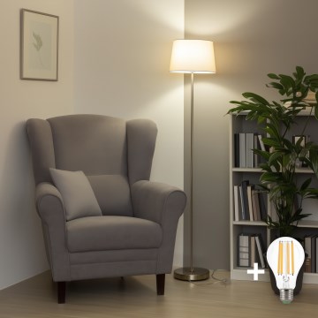 Brilagi - LED podna lampa CERIA 1xE27/40W/230V Ø 30 cm bež/matni krom