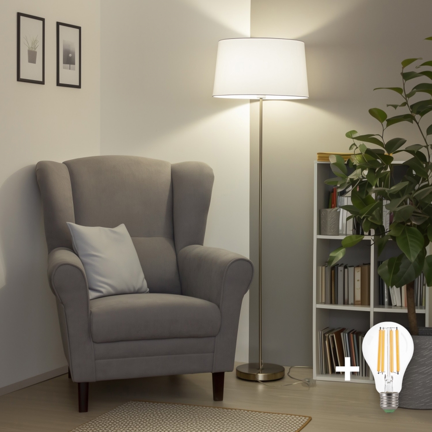 Brilagi - LED podna lampa CERIA 1xE27/40W/230V Ø 45 cm bijela/matirani krom