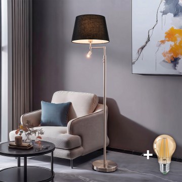 BRILAGI - LED podna lampa CERIA 1xE27/60W/230V + LED/2,1W Ø 30 cm matni krom/crna