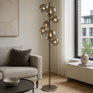 Brilagi - LED podna lampa MILLA 7xG9/3W/230V crni krom/zadimljeno staklo