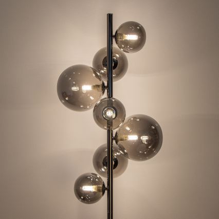 Brilagi - LED podna lampa MILLA 7xG9/3W/230V crni krom/zadimljeno staklo