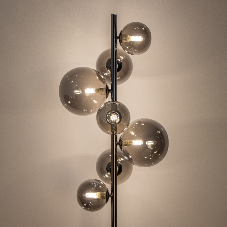 Brilagi - LED podna lampa MILLA 7xG9/3W/230V crni krom/zadimljeno staklo