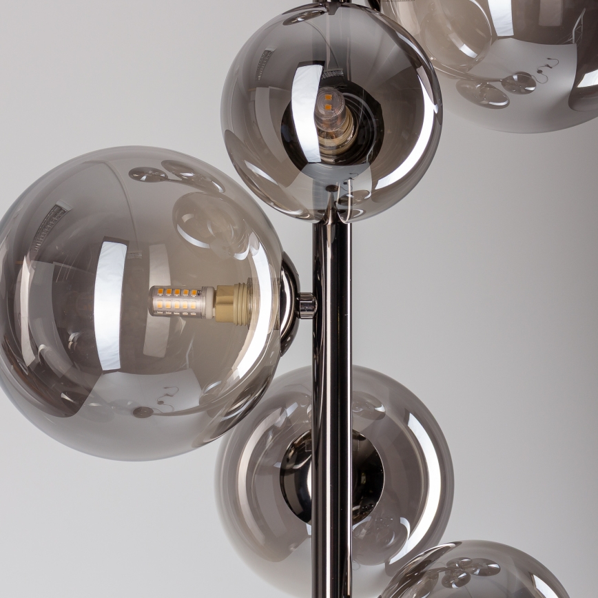 Brilagi - LED podna lampa MILLA 7xG9/3W/230V crni krom/zadimljeno staklo