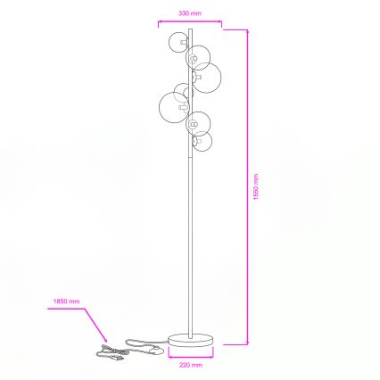 Brilagi - LED Podna lampa MILLA 7xG9/3W/230V zlatna/dimna