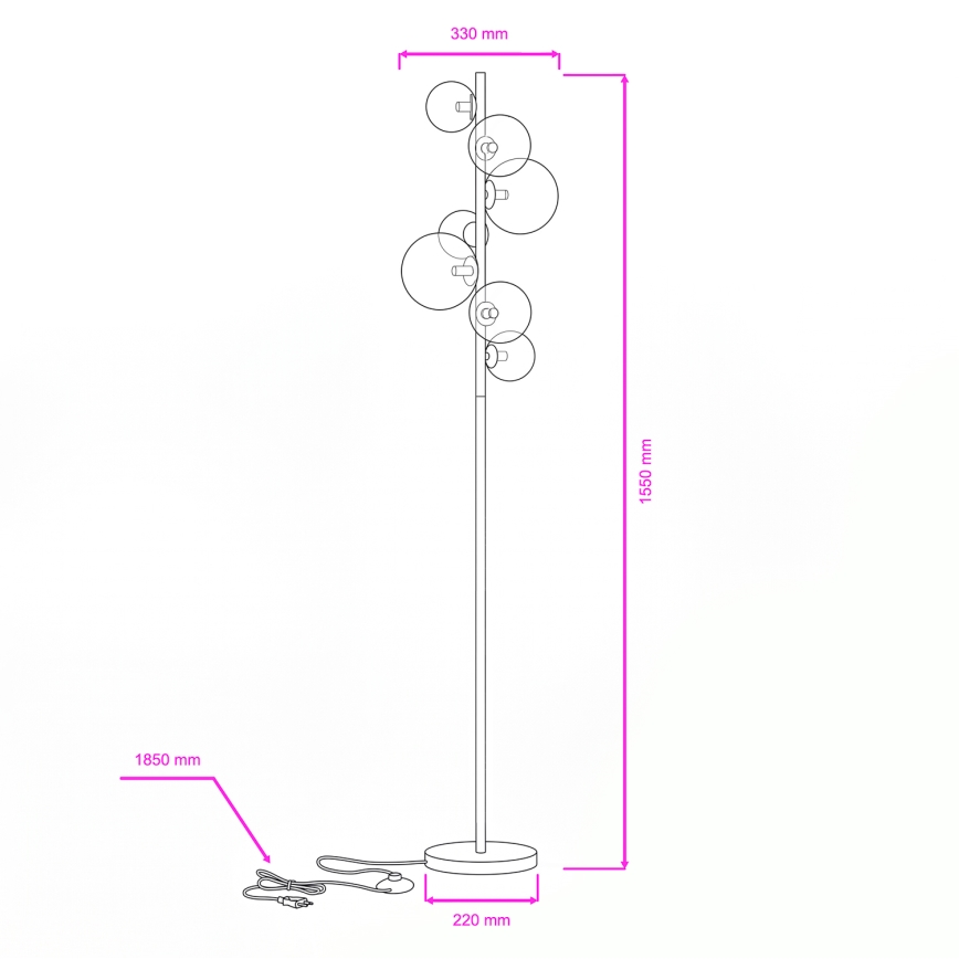 Brilagi - LED Podna lampa MILLA 7xG9/3W/230V zlatna