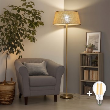 Brilagi - LED podna svjetiljka CERIA 1xE27/20W/230V Ø 50 cm bež/zlatna