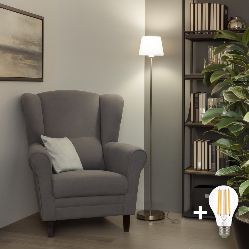 Brilagi - LED podna svjetiljka CERIA 1xE27/40W/230V Ø 20,5 cm bijela/matni krom