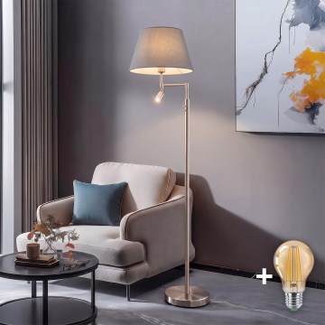 BRILAGI - LED podna svjetiljka CERIA 1xE27/60W/230V + LED/2,1 W Ø 30 cm matni krom/siva