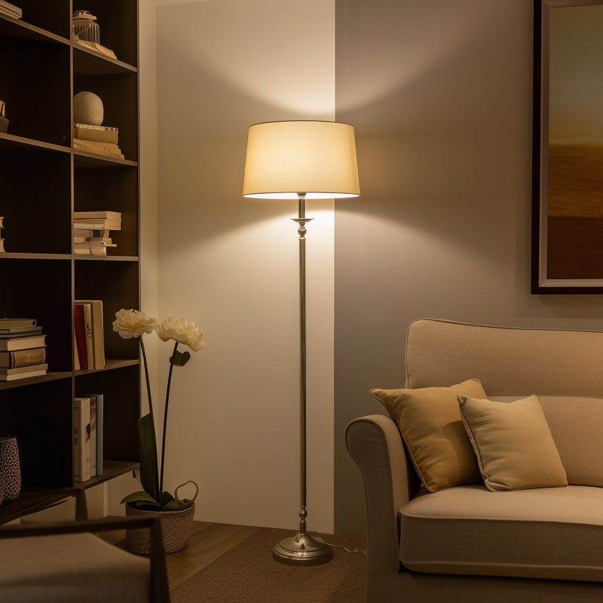 Brilagi - LED podna svjetiljka CERIA 1xE27/60W/230V Ø 45 cm sjajni krom/bež